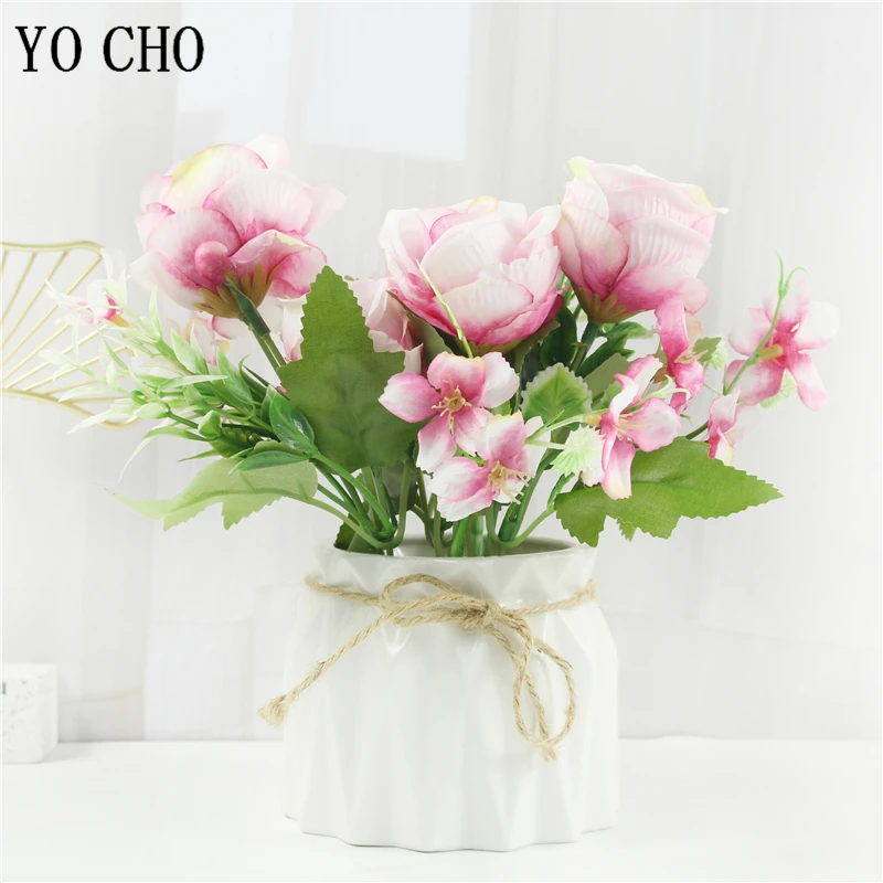 Красные искусственные шелковые розы букет цветов для свадебной невесты