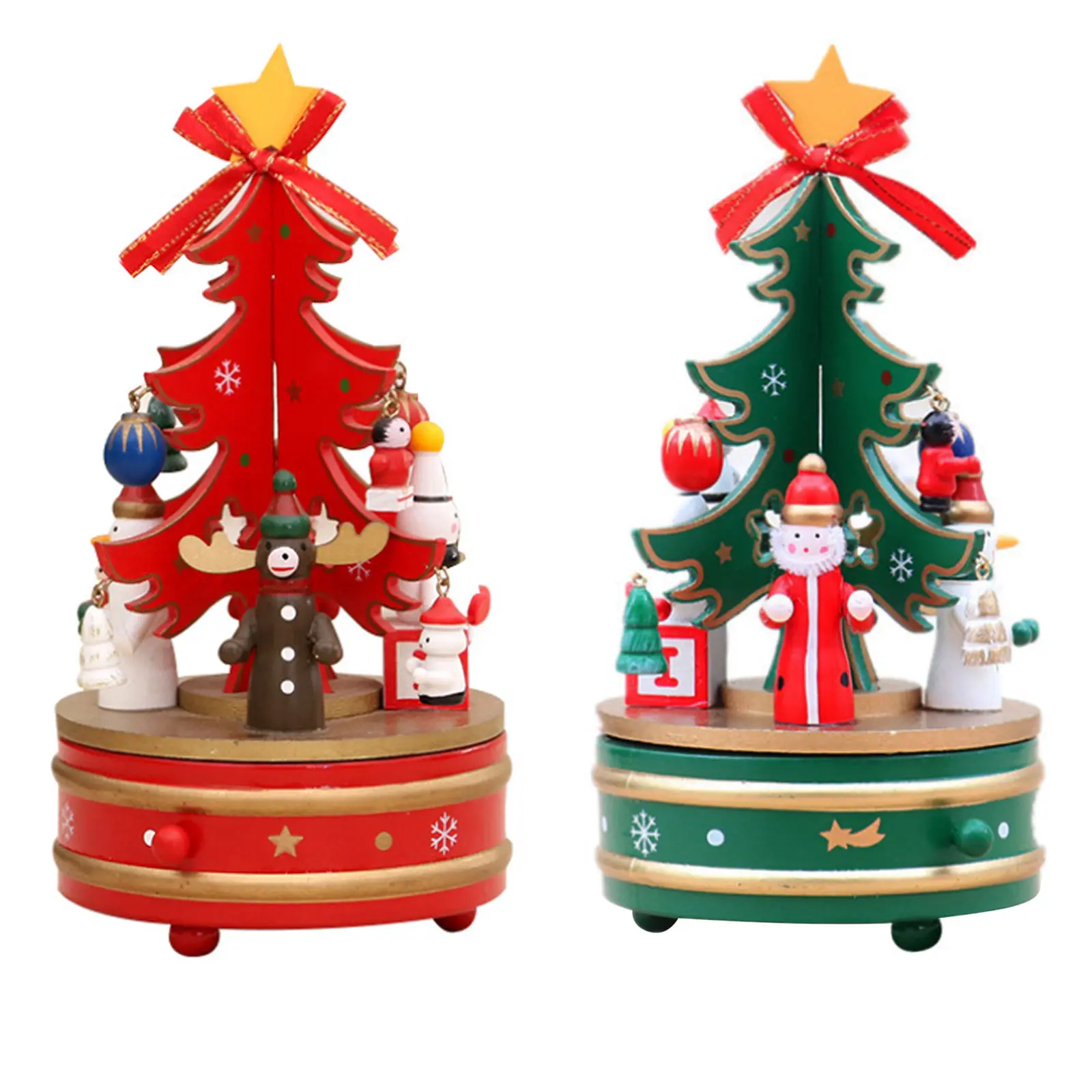 

Christmas Tree Music Box Wind Up Rotating Wooden Musical Box for Kids Friends New Year Child Ornaments Girls Gifts