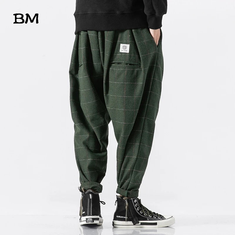 Winter Casual Harem Pants 2019 Streetwear Fashions Big Size Korean Joggers 5XL Hip Hop Plaid Trousers Harajuku Clothing Plus | Мужская