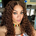 Парик с 360 кружевными фронтальными вьющимися коричневыми волосами 13x6, кружевные человеческие волосы для чернокожих женщин, предварительно отобранные Реми с волосами ребенка Nabeauty 150