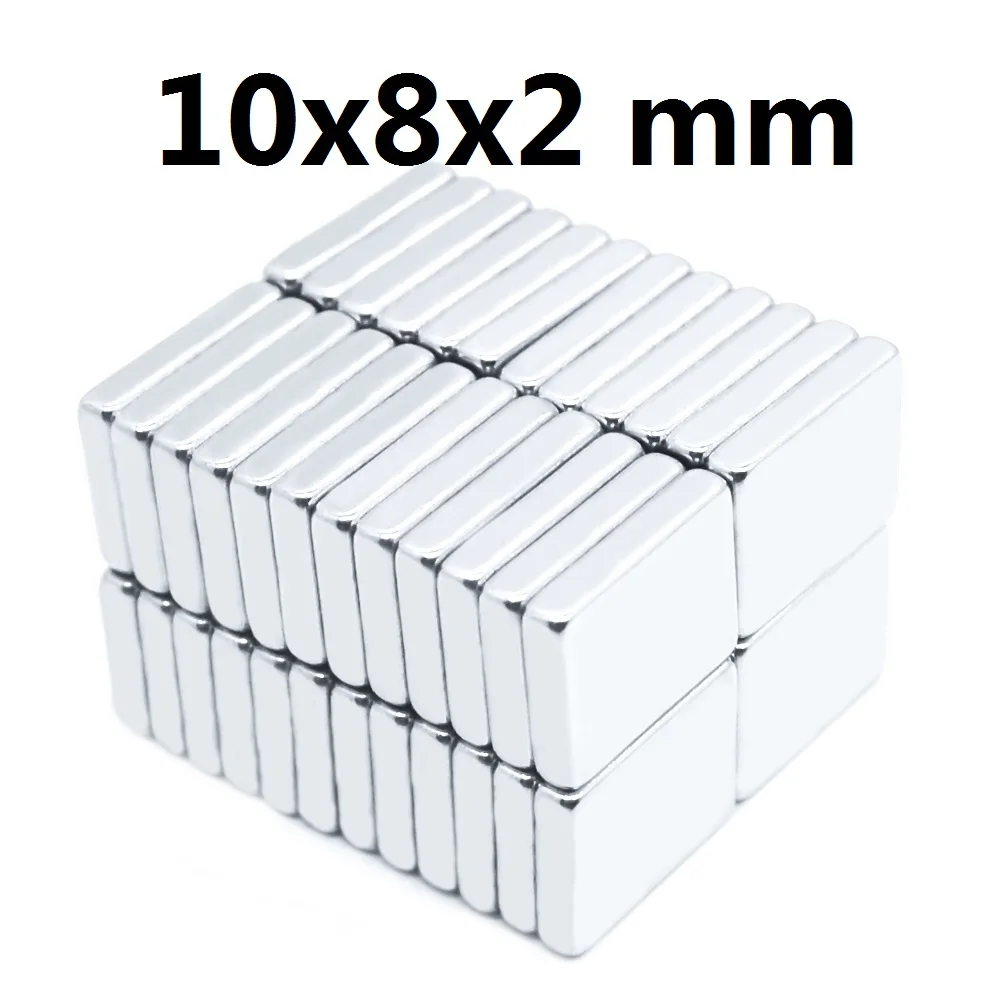 

100Pcs 10x8x2 Neodymium Magnet 10mm x 8mm x 2mm N35 NdFeB Block Super Powerful Strong Permanent Magnetic Imanes 10*8*2 mm