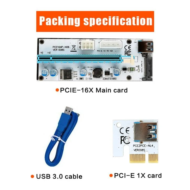 VER 008S USB 3 0 PCI Express 1x к 16x удлинитель Riser карта адаптера SATA Мощность кабель высокого