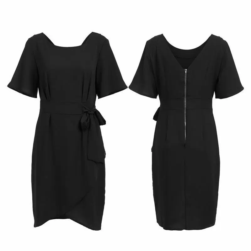 2019 модное женское сексуальное платье с О образным вырезом и коротким рукавом