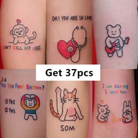 37 sheets waterproof tattoo stickers become cute little fresh cartoon girl lasting simulation japanese style korean dark style