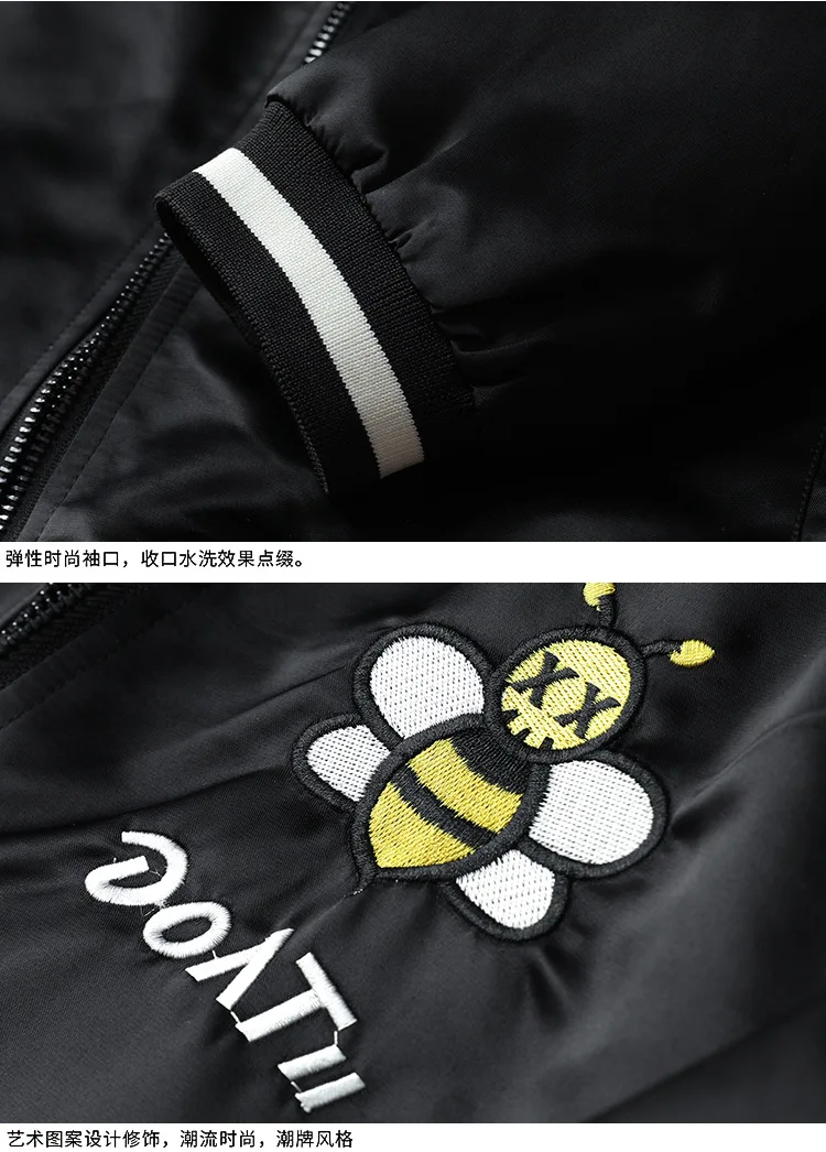 

New Men luxury Rib Sleeve Embroidered Bees Striped High couple Baseball Coats & Jackets Abstract digital coat Motor #M21