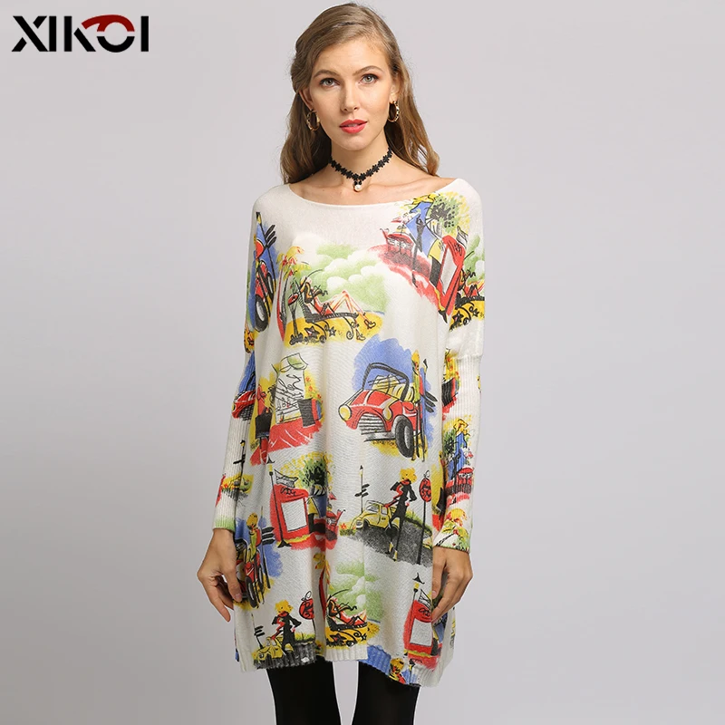 XIKOI свитер оверсайз платье женский вязаный пуловер кардиган кофта женская