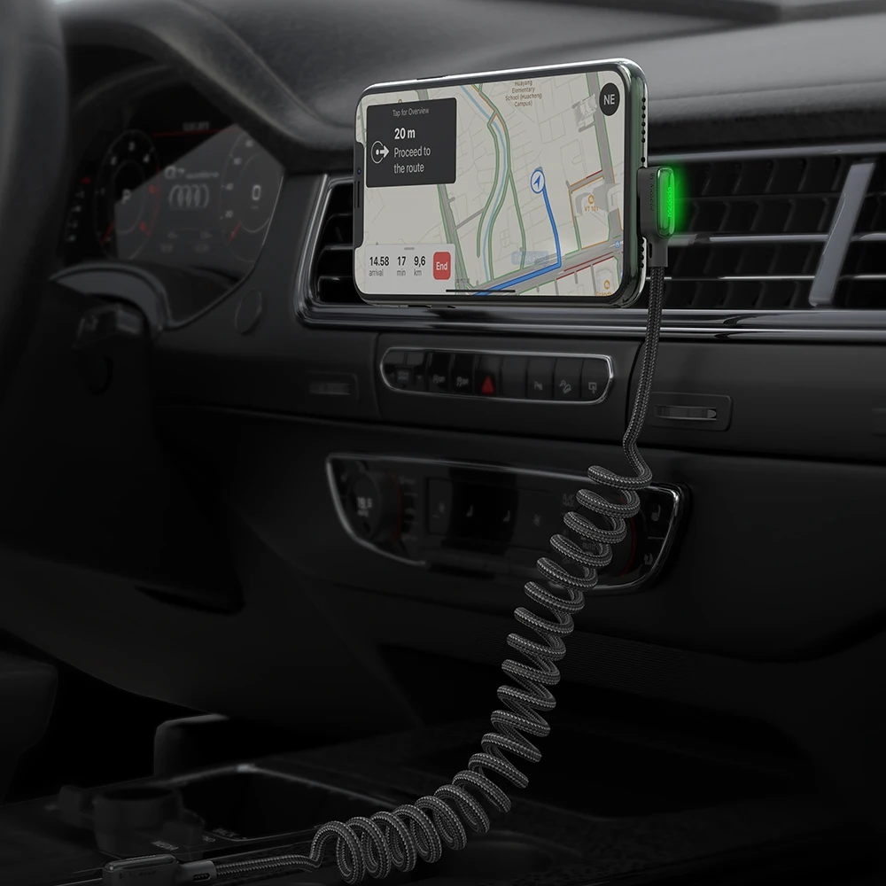 mcdodo usb to lightning cable retractable car spring 3a fast charging cable for iphone 11pro max x xs xr fast charger data cable free global shipping