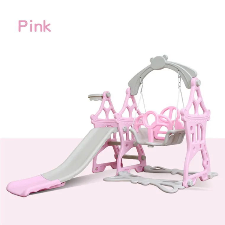 pink Детские качели стул музыкальная горка комбинация крытая игровая площадка с стрельба Баскетбол музыка и обучающая машина принцесса игрушки - Цвет: pink