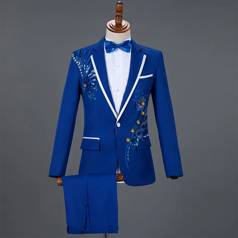 

Performance Suit Stage Shinny Sequin Stage Outfits Men Ceremonies Stage Host Show Man Suit Wedding Party 2021 Men Tuxedo Suit