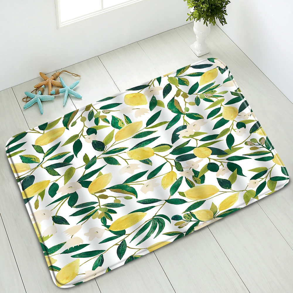 

Tropical Fruit Bath Mat Lemon Pineapple Bedroom Kitchen Door Mats Shower Room Anti-Slip Pads Floor Carpet Washable Home Decor