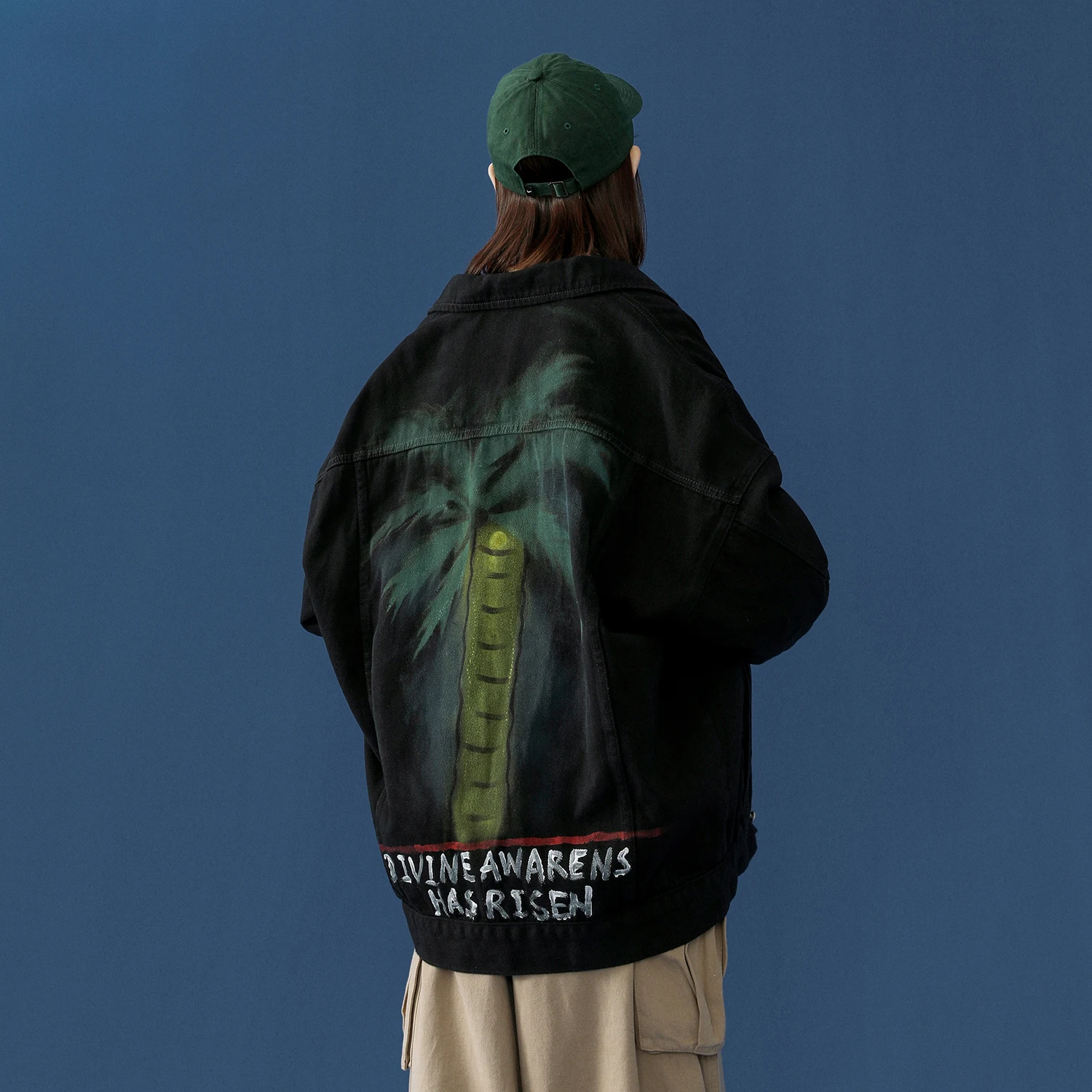 Женская джинсовая куртка с принтом кокосовой пальмы Повседневная Свободная