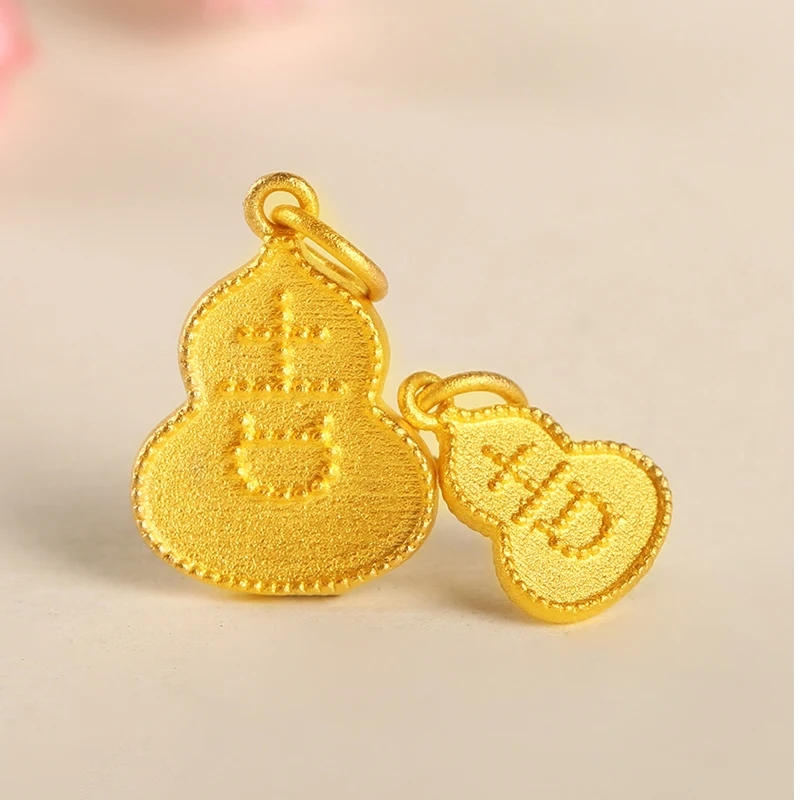 Твердая 24K подвеска из желтого золота Женская резная 999 Золотая Тыква Ожерелье