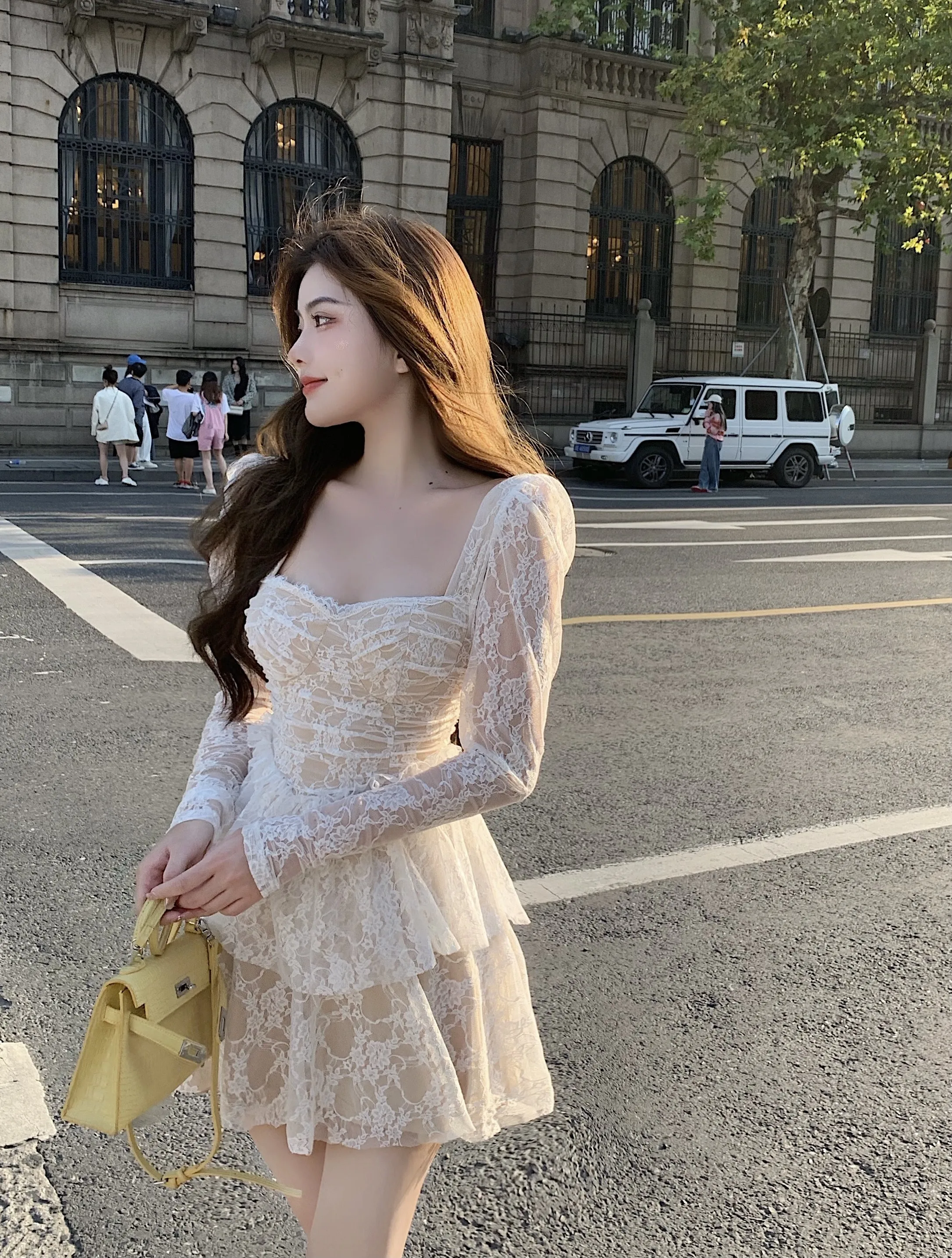 

Новое Осеннее женское кружевное платье, чистые пикантные элегантные модные женские мини-платья во французском стиле, в стиле пэчворк, из га...