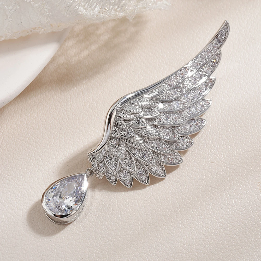Лидер продаж модная женская брошь с цирконом в виде крыльев элегантная булавка