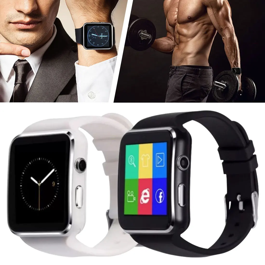 

X6 Curved Screen Smart Watch Men Card Internet Bluetooth Camera Phone Watch Fitness Tracker Woman Watch for Android IOS Watches