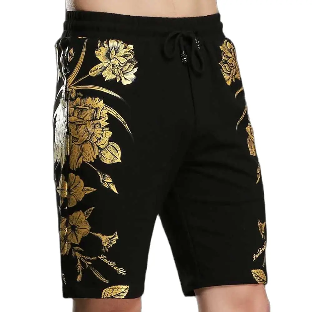 Шорты мужские хлопковые с цветочным принтом повседневные Прямые спортивные
