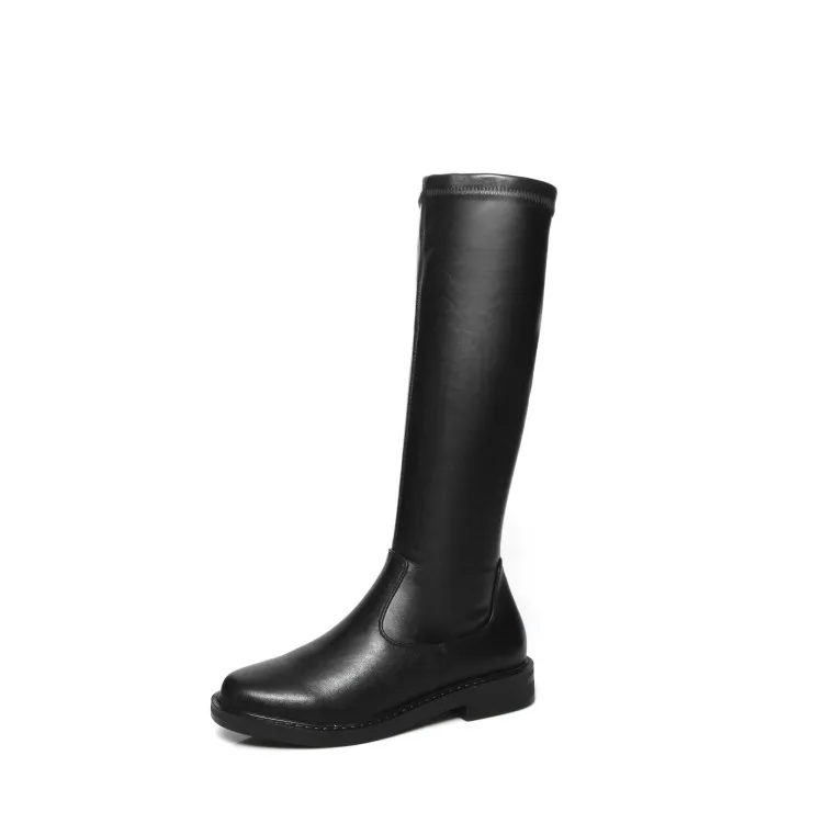 black Prova Perfetto/женские сапоги до колена; зимняя обувь без застежки; женские удобные сапоги из натуральной кожи на плоской подошве с круглым носком; Botines Mujer; - Цвет: black
