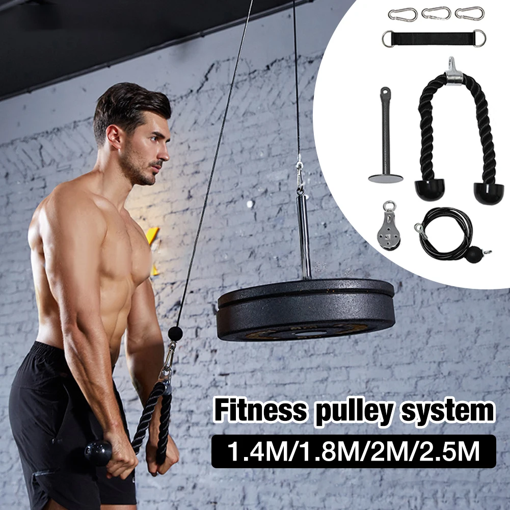 

Fitness Pulley Cable Machine Attachment System Arm Biceps Triceps Blaster Hand Strength Trainning Home Gym Workout Equipment