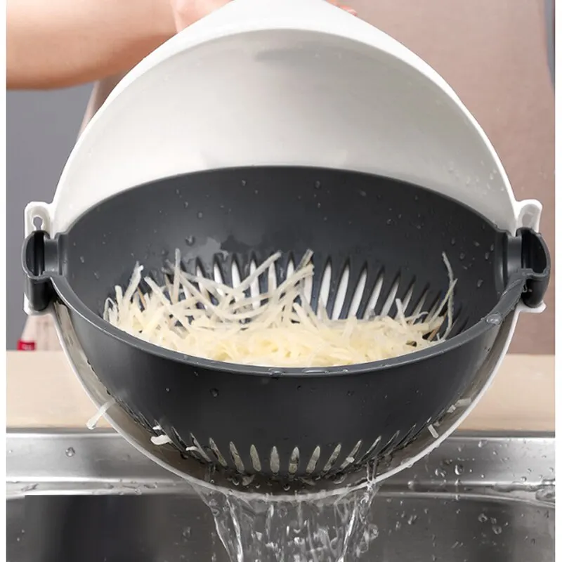 magic multifunctional rotating vegetable cutter with drain basket kitchen veggie fruit crusher grater slicer kitchen gadget free global shipping