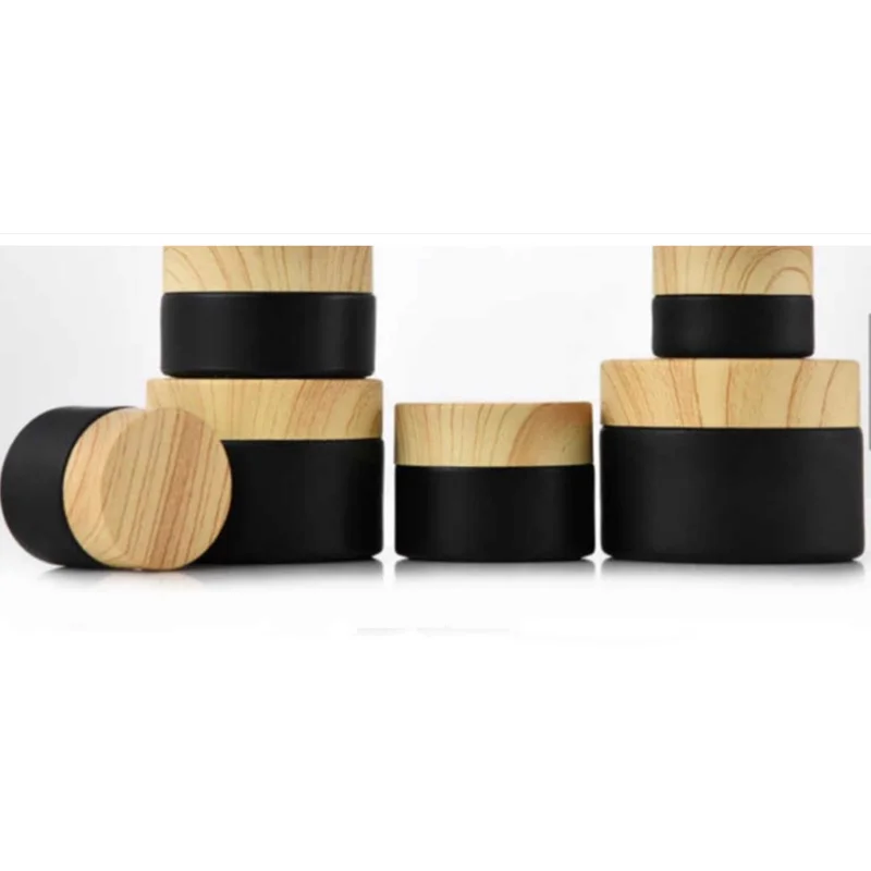 

New Black Frosted Glass Refillable Ointment Bottles Empty Cosmetic Jar Pot Eye Shadow Face Cream Container 5/10/15/20/30/50/100g