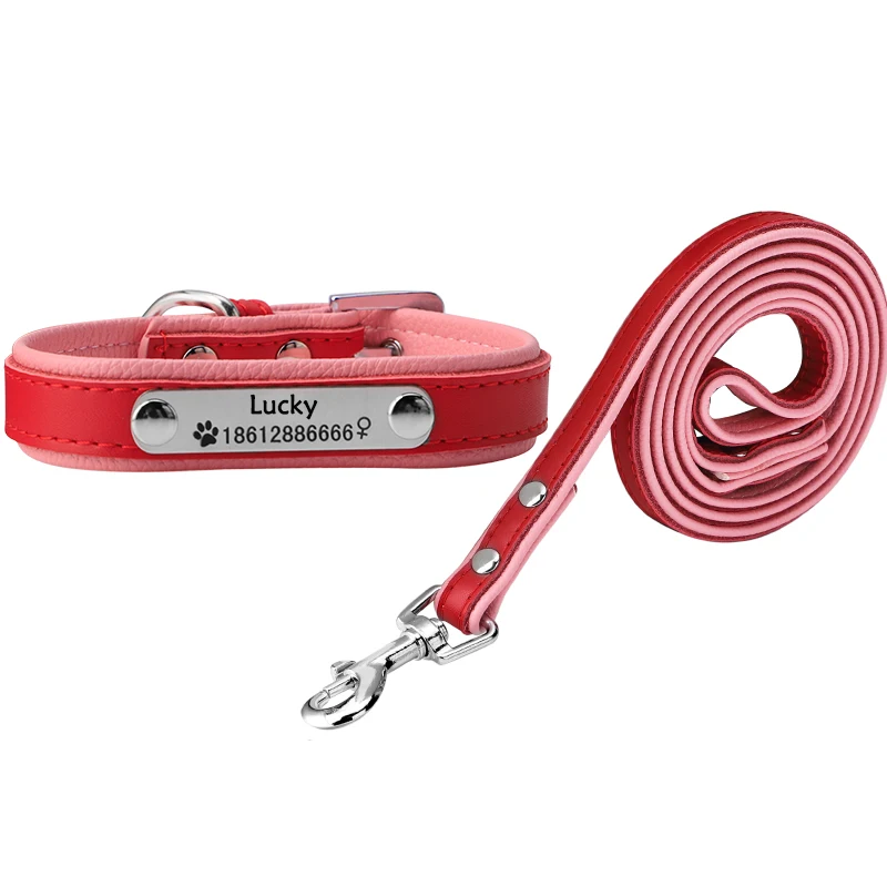 Ошейник из мягкой кожи для домашних животных|leash lead|personalized collarfree engraving |