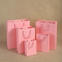 pink horizontal vertical 1 pcs kraft paper portable gift bags party wedding supplies wrapping gift take out packing paper bags