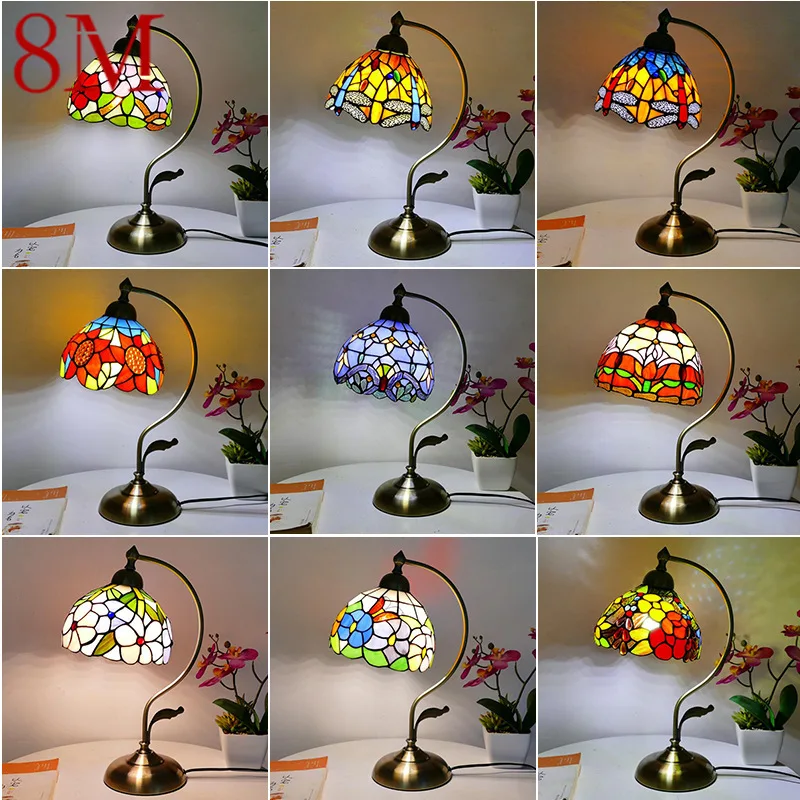 

8M Tiffany Table Lamp Contemporary Retro Creative Decoration Desk LED Light For Home
