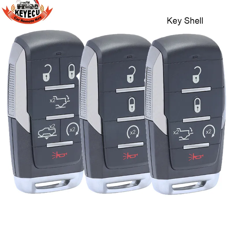 KEYECU Car Remote Smart Key Shell Case 4 / 5 / 6 Button for Dodge RAM 1500 Limited LongHorn Truck Remote 2019 2020 OHT-4882056