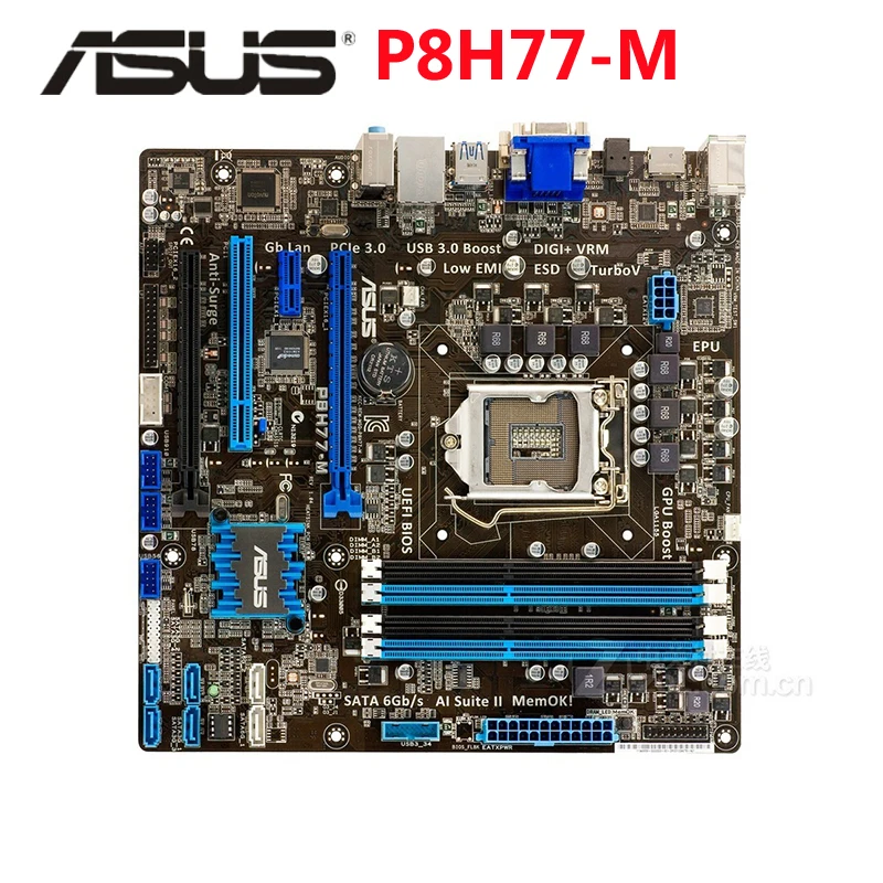 Оригинальный ASUS P8H77 M 1600 МГц DDR3 P8 H77 LGA 1155 Материнская плата u ATX USB3.0 PCI E X16 настольный