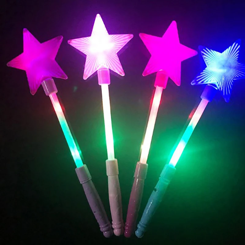 

Plastic LED Flashing Glow Stick Wand Five-pointed Star Fairy Wand Kids Toy Star Flashing Sticks Colorful Glow Stick Show Toy