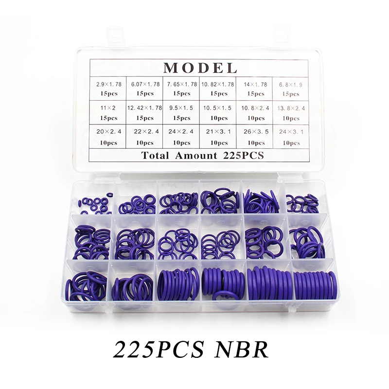 

Уплотнительные кольца из бутадиен-нитрильного каучука, 225 шт.