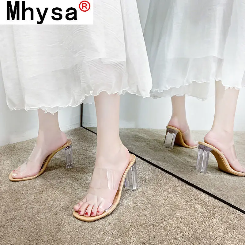 2021 Fashion Women's Shoes Summer New Outdoor Walking Transparent Sandals Women's Formal Wear Open Toe Sexy Crystal High Heels