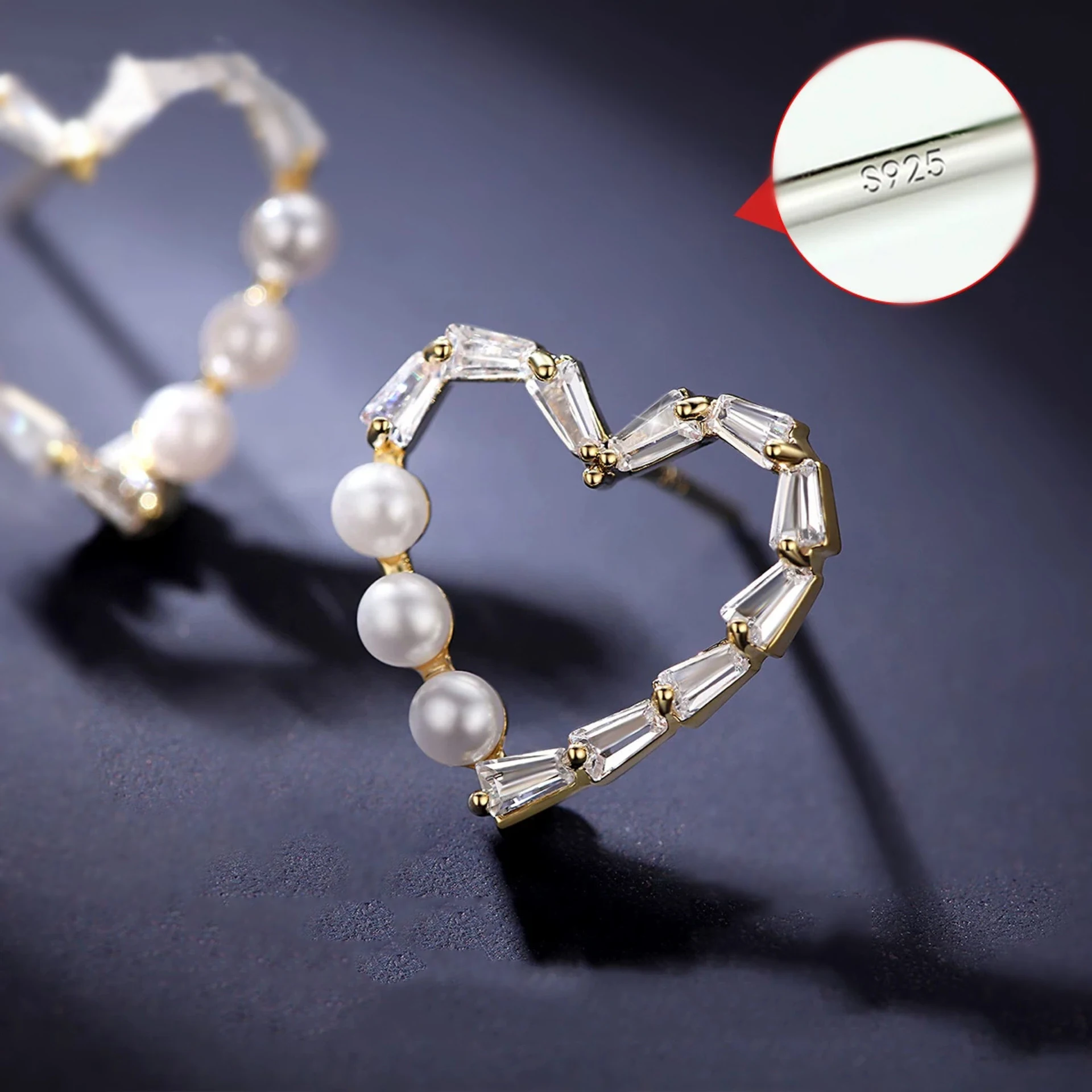 Женские серьги-гвоздики с жемчугом и цирконом | Украшения аксессуары