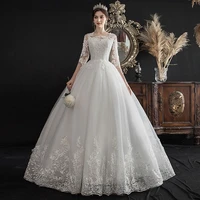 kaunissina ball gown wedding dress embroidered lace tulle wedding gowns for bride half sleeve white boho bridal gowns