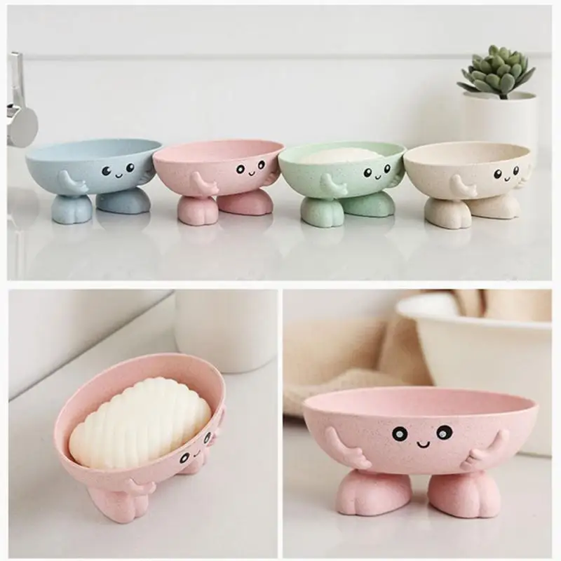 

Cartoon Shape Soap Dish Eco-friendly Non-slip Cute Durable Wheat Straw Soap Dish Soap Holder Household Bathroom Supplies