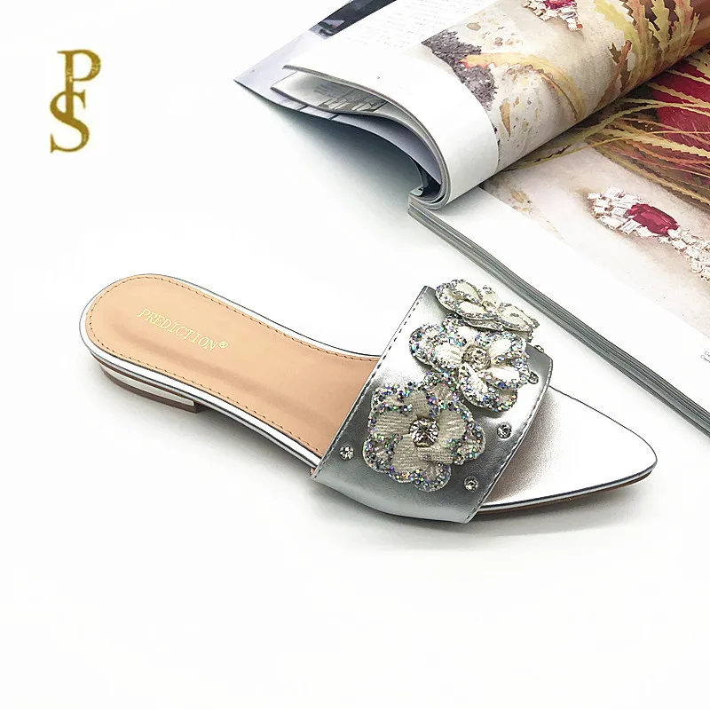 Women's Sequin slippers women's French flat shoes flower woman shoe | Обувь