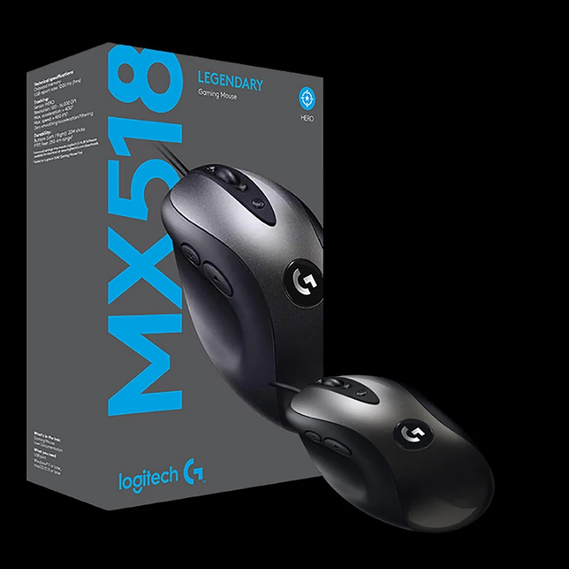 Мышь Logitech MX518 легендарная игровая мышь с сенсором HERO 16000DPI память на борту 5