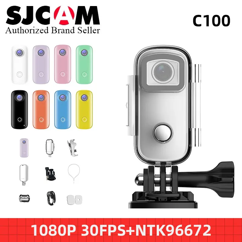 

SJCAM C100 Mini Action Camera 12MP Webcam 1080P 30FPS H.265 NTK96672 Chipset 2.4GHz WiFi 30M Waterproof Sports DV Thumb Camera