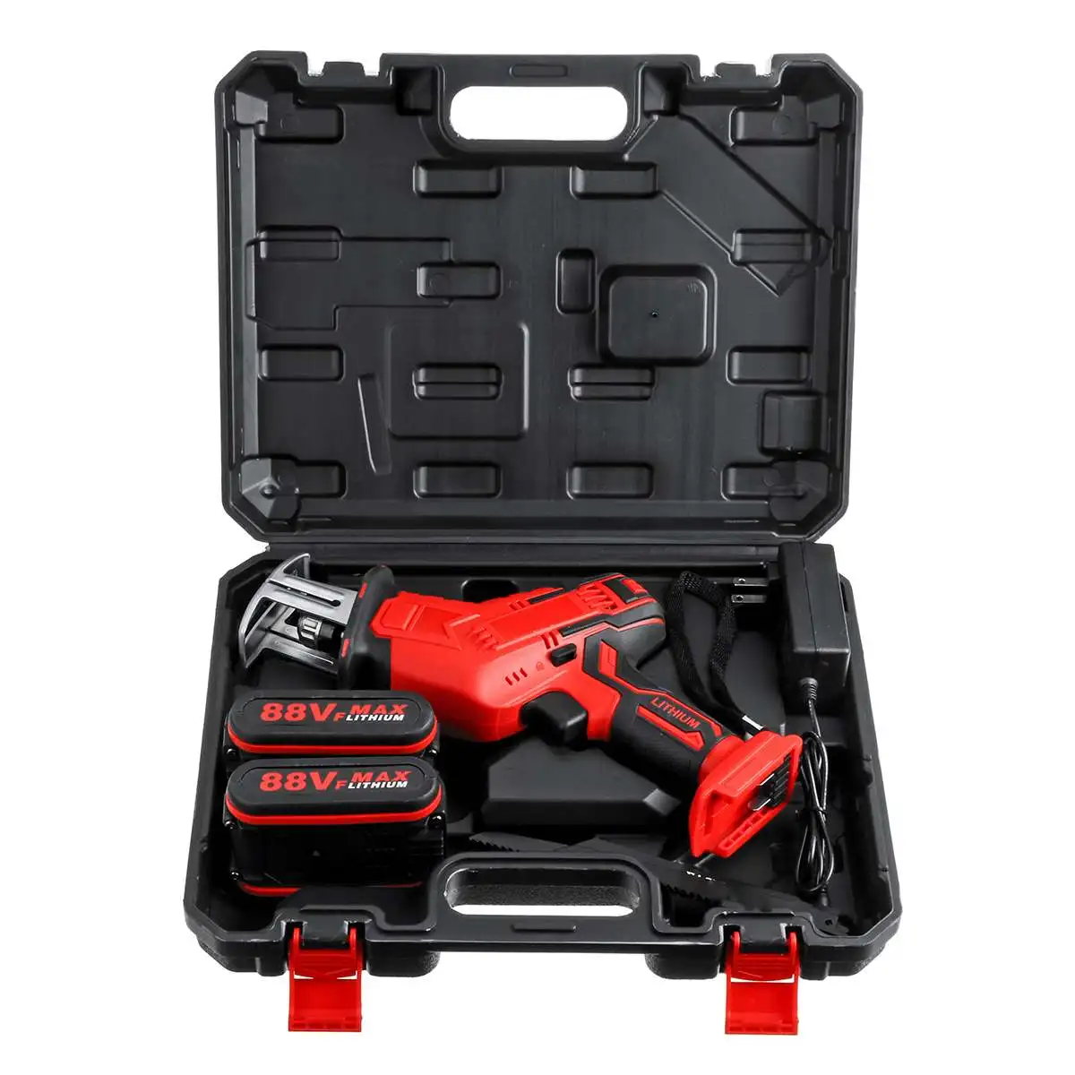 

Drillpro 88V Cordless Reciprocating Saw + 4 Saw Blades Metal Cutting Wood Tool Portable Electric Saw With 1/2 Batterys