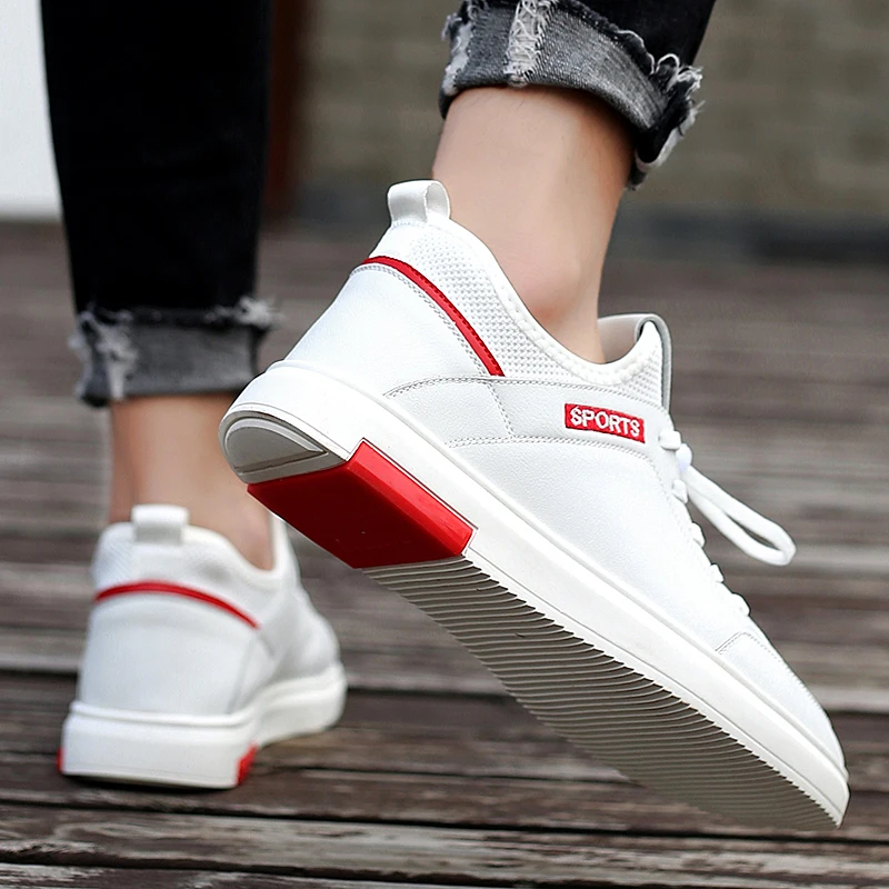 Men's Leather Casual Shoes Classic Fashion Male Lace up Flats Black White Men Flat Heel Sneakers Anti Slippery | Обувь