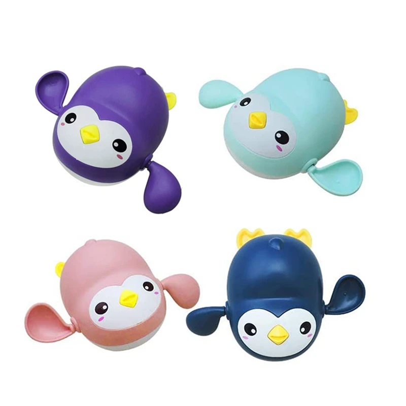 

4PCS Cute Penguin Wind Up Bath Toy Cartoon Animal Bathroom Shower Toys Baby Swimming Bath Toy