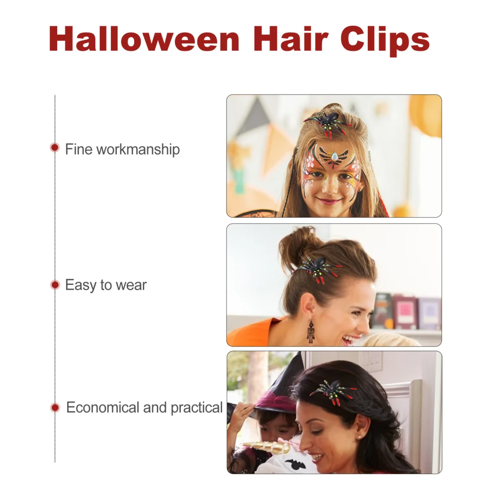 

4pcs Spider Hairpin Duckbill Clip Hair Trinket Barrettes