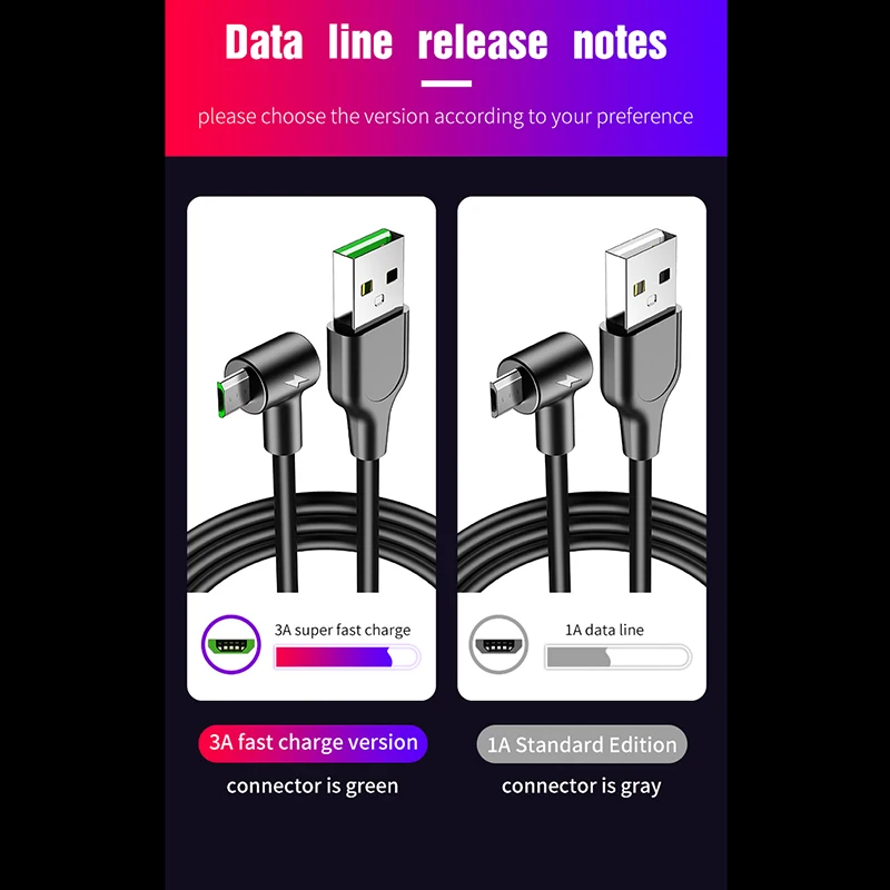 Кабель Micro USB 3A кабель для быстрой зарядки с углом 90 градусов Samsung/Huawei/Xiaomi Redmi Android |
