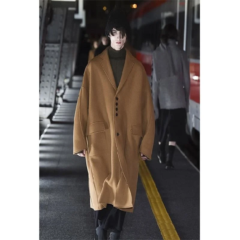 

and Autumn winter men's double-sided coat super loose oversize camel catwalk custom style