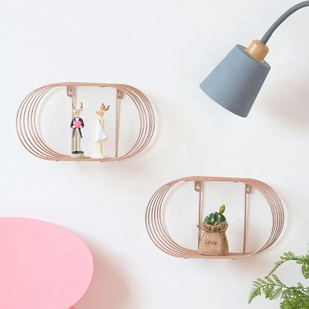 Овальная полка из кованого железа настенная стеллажи для хранения блок