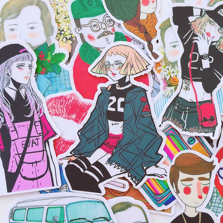 23 шт. наклейки в виде бороды и крутой девушки |