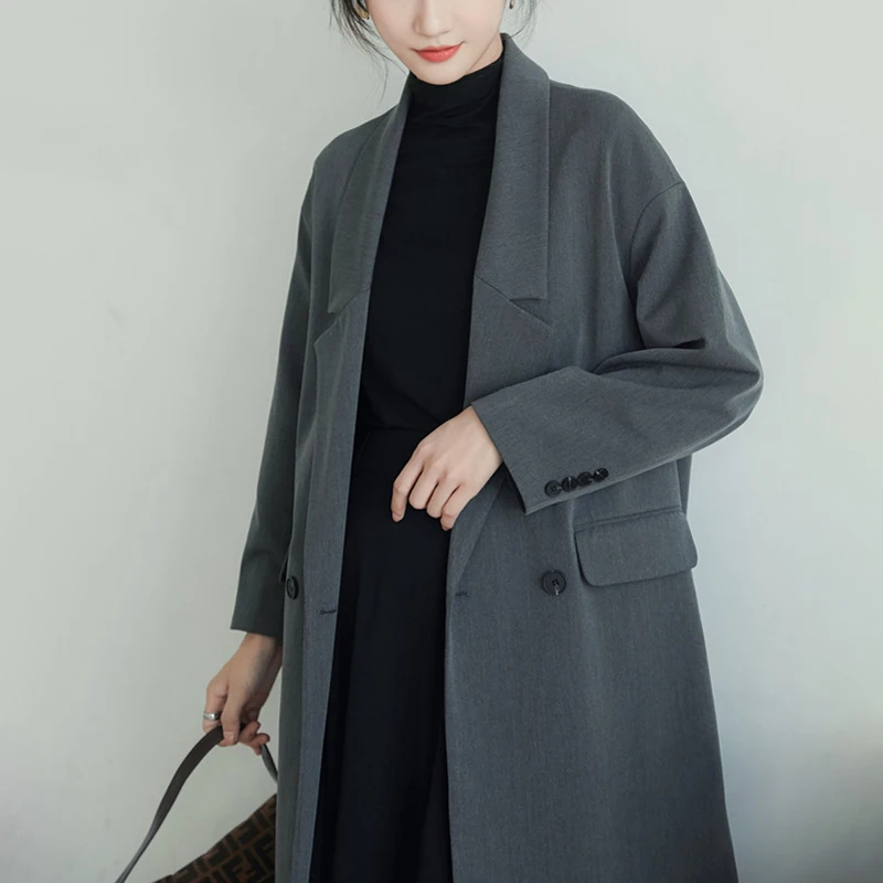 Тренчкот женский демисезонный черная ветровка пальто большого размера верхняя