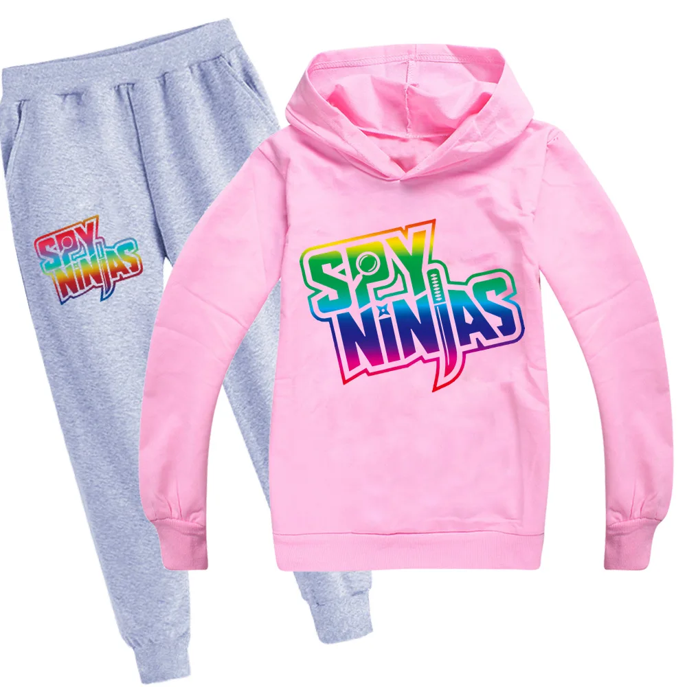 SPY NINJA Kids Streetwear + Pants Children Pullover Sweatshirt Hoodie Pant Tracksuits Sportswear Hooded Sweatsuit Tracksuit