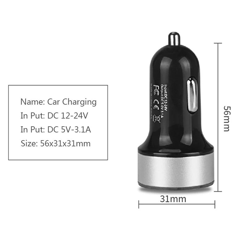 JONSNOW 5V 3.1A двойной USB автомобильный адаптер для зарядки цифровой светодиодный дисплей напряжения тока Автомобильное металлическое зарядное устройство для телефона планшета