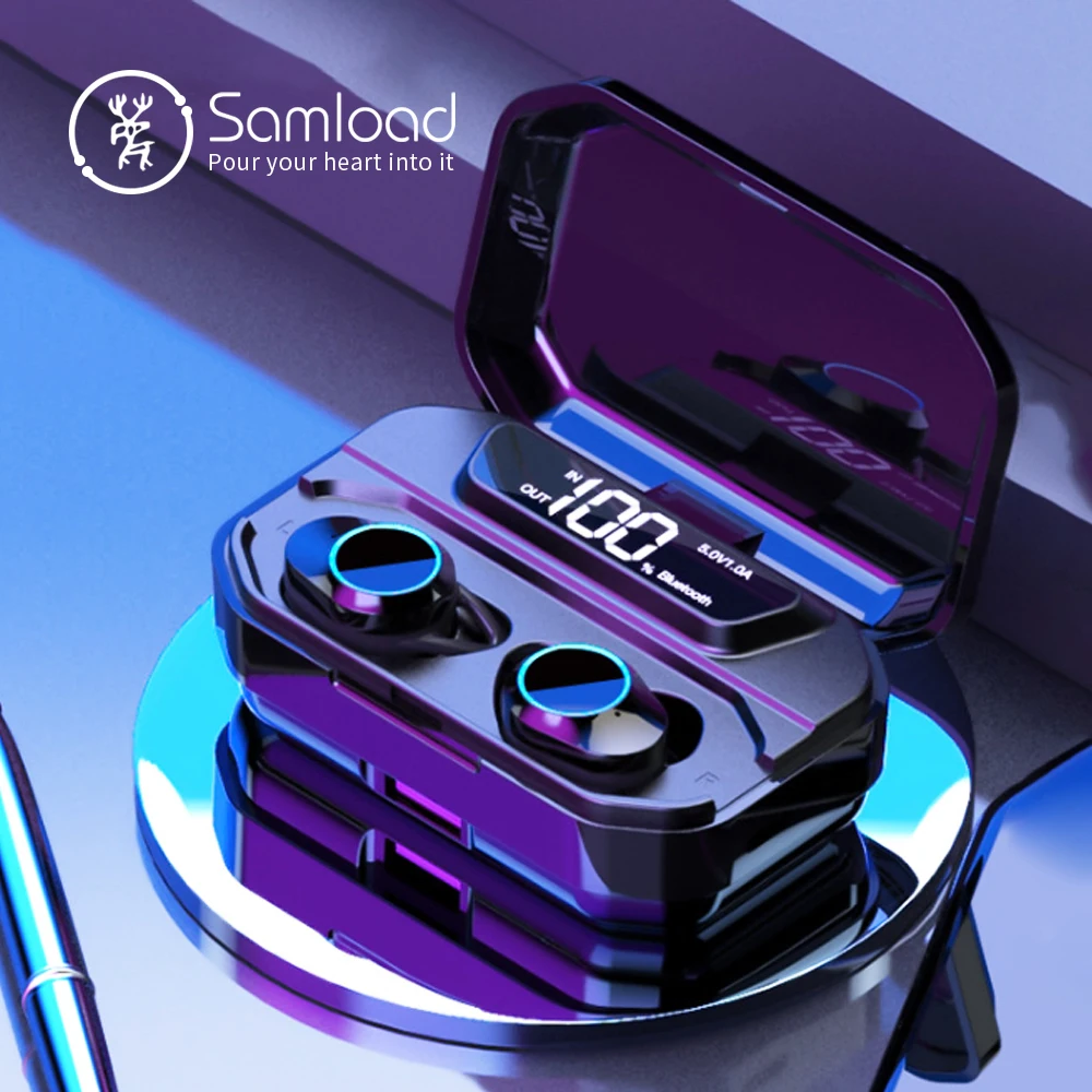 Samload Bluetooth 5,0 наушники Встроенный микрофон глубокий бас беспроводные наушники IP6 7 Водонепроницаемый наушник с 3300 мАч коробка для iPhone X